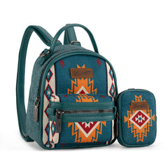 WG174-8600 Wrangler Southwestern Knitted Mini Backpack With Coin Pouch - Turquoise