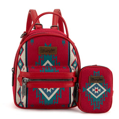 WG174-8600 Wrangler Southwestern Knitted Mini Backpack With Coin Pouch -Red