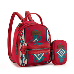 WG174-8600 Wrangler Southwestern Knitted Mini Backpack With Coin Pouch -Red