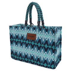 WG284-8119A Wrangler Southwestern Print  Dual Sided Print Canvas Wide Tote -Jean