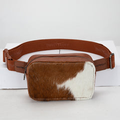 TR184-194 Trinity Ranch Genuine Hair-On Cowhide Belt Bag - Brown