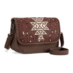 TR190-8367   Trinity Ranch Floral Aztec Tooled Crossbody