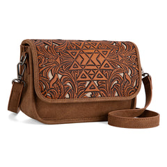 TR190-8367   Trinity Ranch Floral Aztec Tooled Crossbody