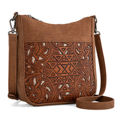 TR190-8360   Trinity Ranch Floral Aztec Tooled Crossbody