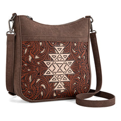 TR190-8360   Trinity Ranch Floral Aztec Tooled Crossbody