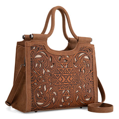 TR190G-8250  Trinity Ranch Floral Aztec Tooled Concealed Carry Tote/Crossbody