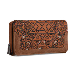 TR190-W010  Trinity Ranch Floral Aztec Tooled Collection Wallet