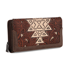 TR190-W010  Trinity Ranch Floral Aztec Tooled Collection Wallet