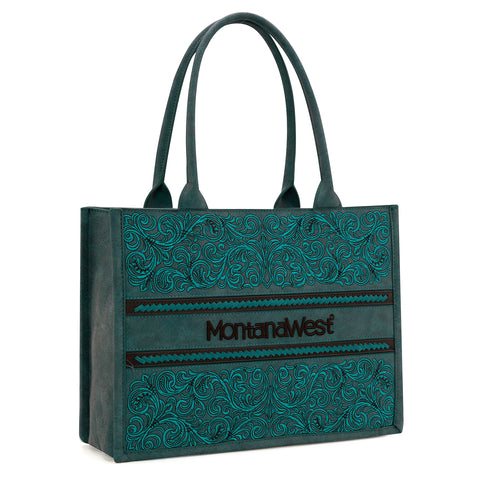 MW1279G-8119  Montana West Embroidered Collection Concealed Carry Tote