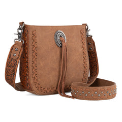 MW1329-8360 Montana West Tooled Collection Crossbody -Brown