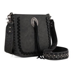 MW1329-8360 Montana West Tooled Collection Crossbody -Black