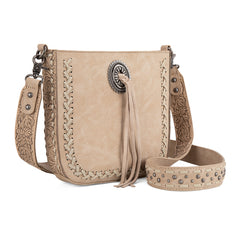 MW1329-8360 Montana West Tooled Collection Crossbody -Tan