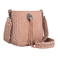 MW1329-8360 Montana West Tooled Collection Crossbody -Dark Pink