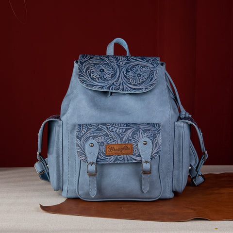 WG12-9110B  Wrangler Vintage Floral Tooled Backpack - Jean