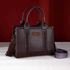 WG102-8120S  Wrangler Croc Print Concealed Carry Tote/Crossbody - Cognac