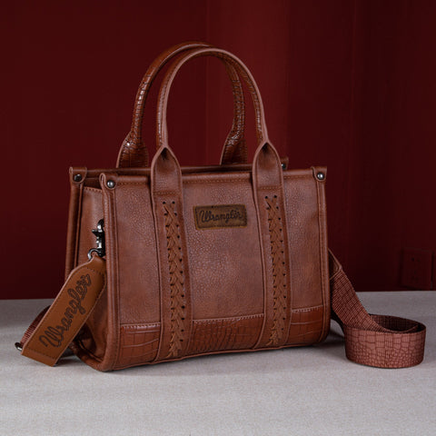 WG102-8120S  Wrangler Croc Print Concealed Carry Tote/Crossbody - Cognac