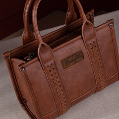 WG102-8120S  Wrangler Croc Print Concealed Carry Tote/Crossbody - Cognac