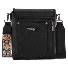 WG72-9360  Wrangler Whipstitch Leopard Print Crossbody - Black