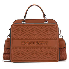 MWF1052-8120   Montana West Embroidered Aztec Tote/Crossbody With Mini Pouch - Brown