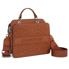 MWF1052-8120   Montana West Embroidered Aztec Tote/Crossbody With Mini Pouch - Brown