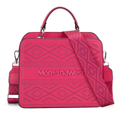 MWF1052-8120   Montana West Embroidered Aztec Tote/Crossbody With Mini Pouch - Pink