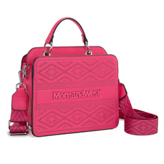 MWF1052-8120   Montana West Embroidered Aztec Tote/Crossbody With Mini Pouch - Pink