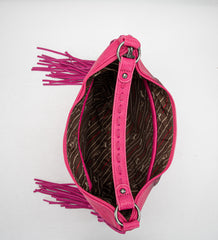 MWF1007G-9360 Montana West Fringe Collection Concealed Carry Hobo/Crossbody - Hot Pink