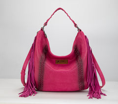 MWF1007G-9360 Montana West Fringe Collection Concealed Carry Hobo/Crossbody - Hot Pink