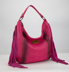 MWF1007G-9360 Montana West Fringe Collection Concealed Carry Hobo/Crossbody - Hot Pink