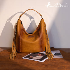 MWF1007G-9360 Montana West Fringe Collection Concealed Carry Hobo/Crossbody -Light Brown