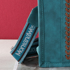 MWF1022-8120S   Montana West Embroidered Feather Tote/Crossbody - Turquoise