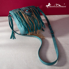 MWF1047-8360  Montana West Fringe Collection Crossbody - Turquoise