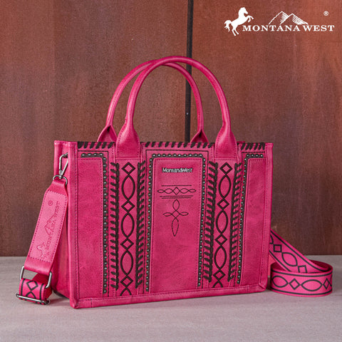 MWF1050G-8250 Montana West Whipstitch Concealed Carry Tote/Crossbody  Hot Pink