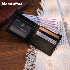 MWS01-W001   Genuine Leather Men's Bi-Fold Wallet