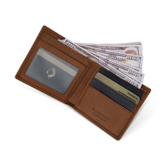 MWS01-W001   Genuine Leather Men's Bi-Fold Wallet