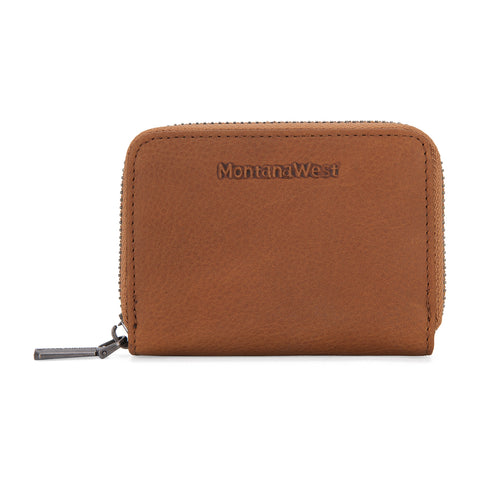 MWS02-W001   Montana West Genuine Leather Credit Card Zip Wallet for Men Woman