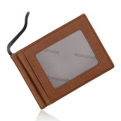 MWS06-W001   Genuine Leather Men's Slim Minimalist Card Wallet With Money Clip