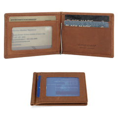 MWS06-W001   Genuine Leather Men's Slim Minimalist Card Wallet With Money Clip