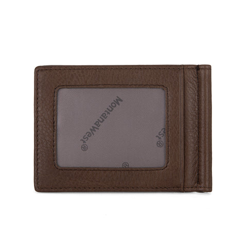 MWS06-W001   Genuine Leather Men's Slim Minimalist Card Wallet With Money Clip