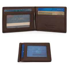 MWS06-W001   Genuine Leather Men's Slim Minimalist Card Wallet With Money Clip