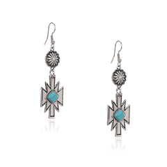 RCE-1117  Rustic Couture's  Turquoise Stone Aztec Dangling Earring