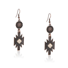 RCE-1117  Rustic Couture's  Turquoise Stone Aztec Dangling Earring