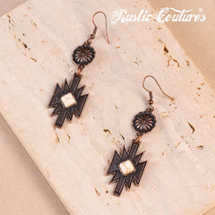 RCE-1117  Rustic Couture's  Turquoise Stone Aztec Dangling Earring