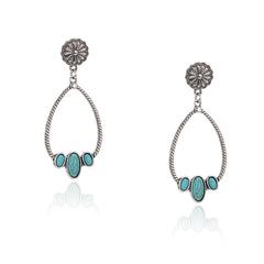 RCE-1121  Rustic Couture's  Stone Tear Drop  Hoop Earring