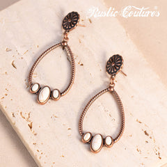 RCE-1121  Rustic Couture's  Stone Tear Drop  Hoop Earring