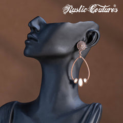 RCE-1121  Rustic Couture's  Stone Tear Drop  Hoop Earring