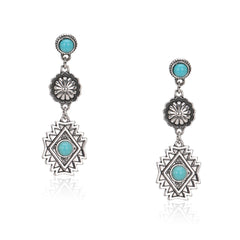 RCE-1122  Rustic Couture's  Artificial Stone Aztec Dangling Earring