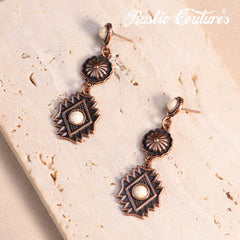 RCE-1122  Rustic Couture's  Artificial Stone Aztec Dangling Earring