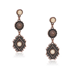 RCE-1122  Rustic Couture's  Artificial Stone Aztec Dangling Earring