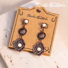 RCE-1122  Rustic Couture's  Artificial Stone Aztec Dangling Earring